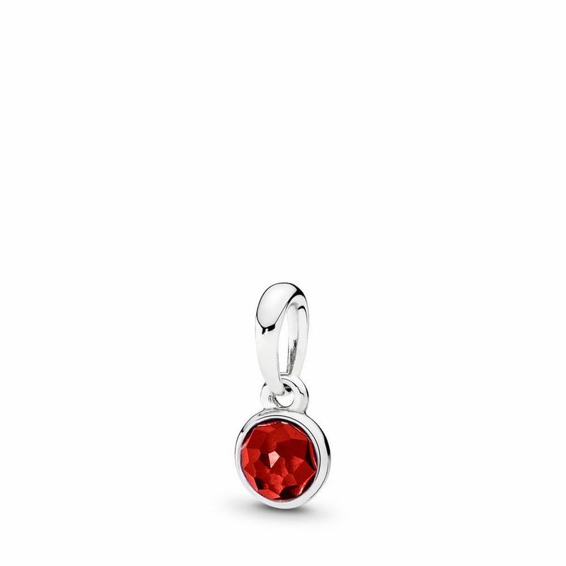 Pandora July Droplet Pendant - Sterling Silver/Red/Synthetic Ruby - Canada | IH1897BC